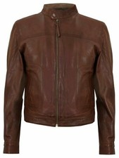 Men's Fitted Brown Real Soft Genuine Leather Classic Collar Jacket