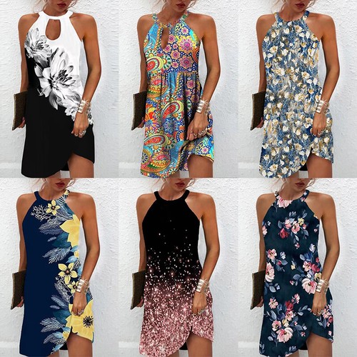 Böhmisches Neckholder-Sommerkleid Für Damen Schulterfreies Mini-Sommerkleid 〒
