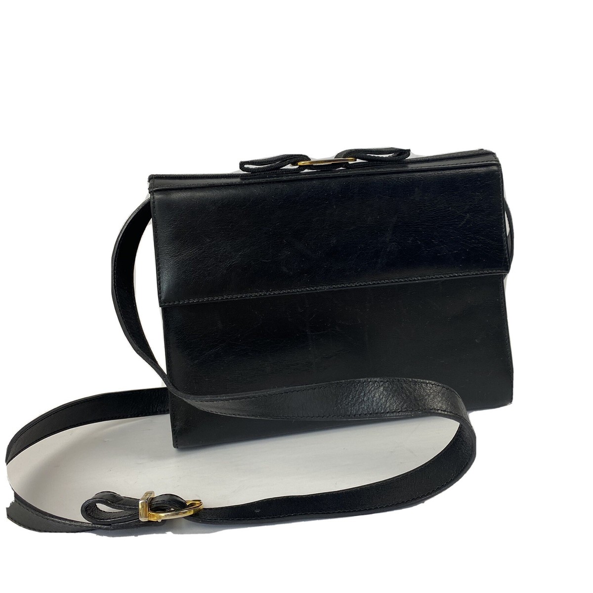 バッグ Vintage Ferragamo Vara hardware handbag VTG Rare Ferragamo Vara Purse Bag Clutch Crossbody Black