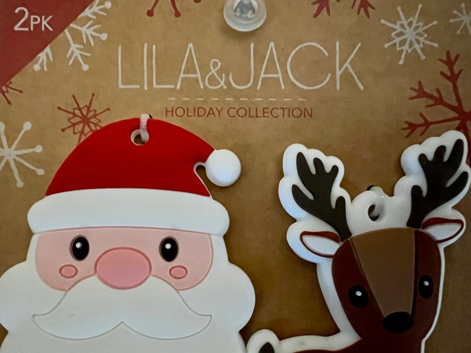 Lila Jack Infant 2 Pack Teethers Silicone Reindeer  Santa Claus Holiday Teething - Image 2 of 4