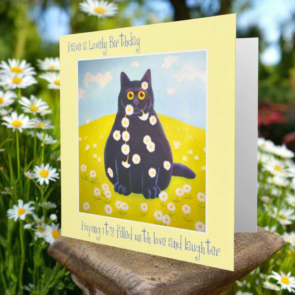 Funny Black Cat Birthday Card 'Birthdaisy' by Vicky Mount Humorous Greetings