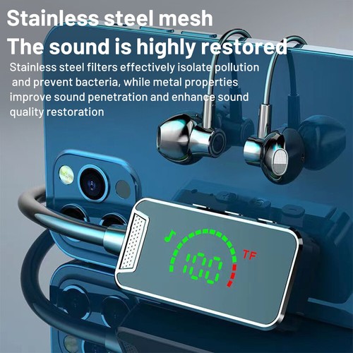 Wireless Bluetooth 5.4 Neckband Headphones Mic Headset Stereo Earbuds Earphone - Photo 18 sur 29