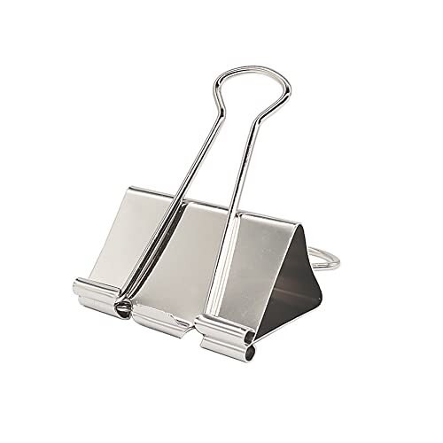 U Brands Large Binder Clips - 2 Inch Width, Holds 1 Inch Of Paper, Black & Silver Steel, 12 Count For Office & School