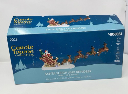 Carole Towne Santa Sleigh with Reindeer Lighted 2020 Christmas Village Prop - Picture 3 of 3