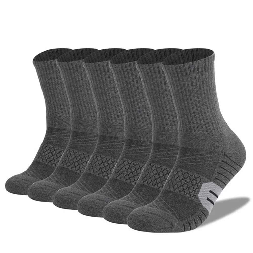 6 Pairs Mens Size 5-12 Cotton Cushion Crew Athletic Hiking Running Work Socks