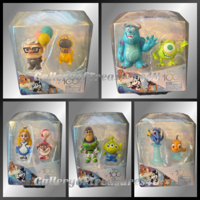 Disney 100 Carl Dug Mike Sully Buzz Alien Nemo Alice Cheshire Cat Mini Doll 2 Pk
