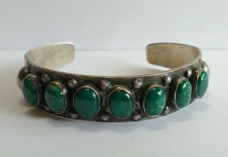 Estate David Reeves SS Green Turquoise Cuff Bracelet | Walter Bauman  Jewelers