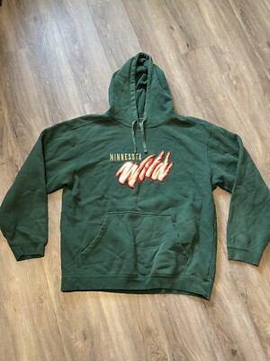 NHL Minnesota Wild Embroidered Green Hooded Sweatshirt Hoodie Men's Size Large