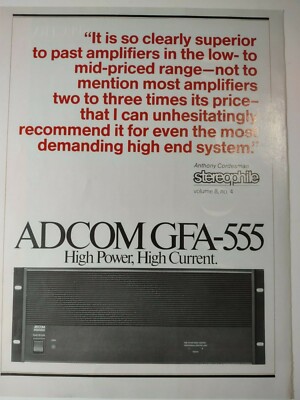 Adcom Vintage Print Ad GFA 555 High Power Current Amplifier 