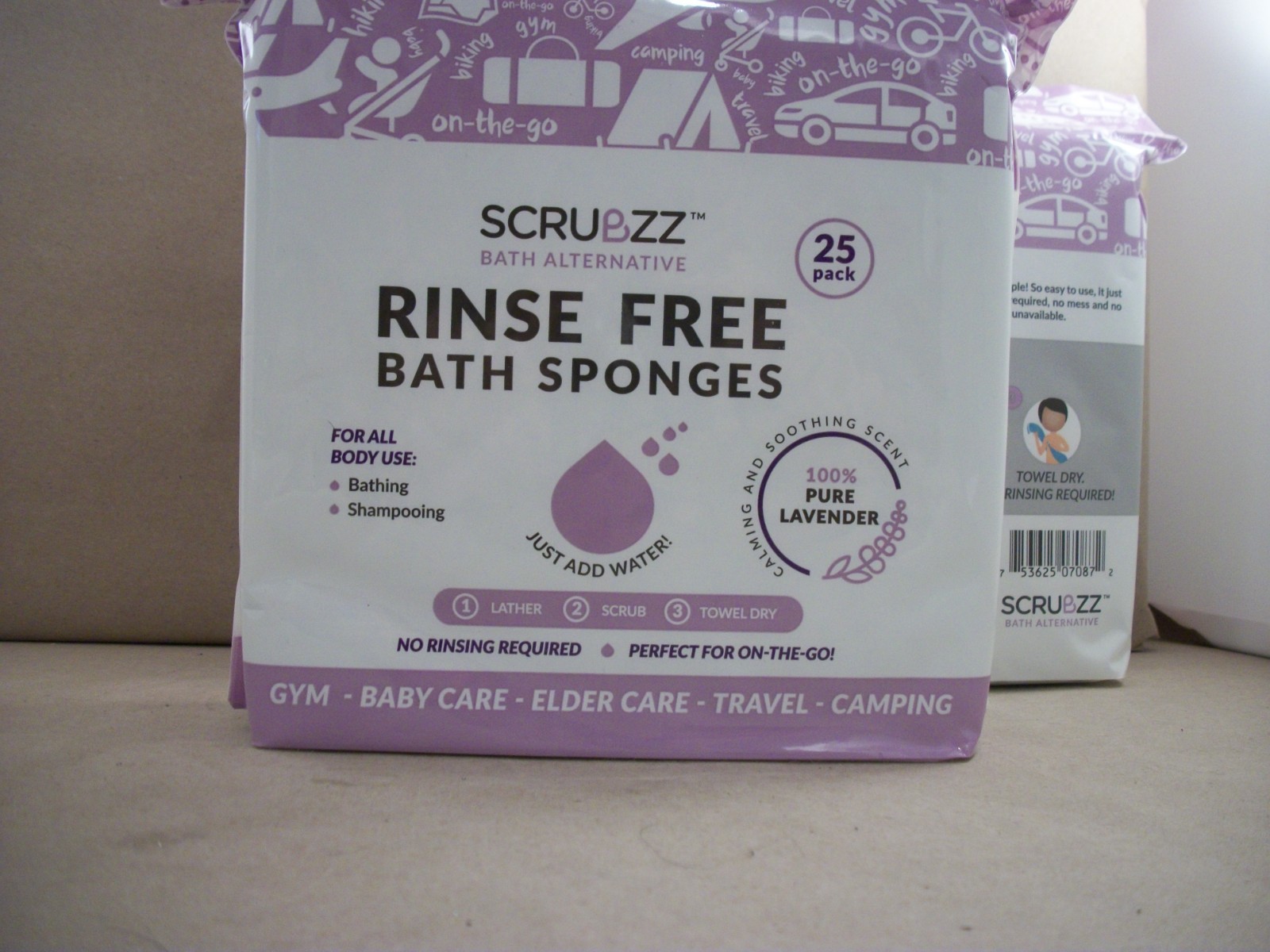2 Packs of 25 Scrubzz Disposable No Rinse Bathing Wipes, All-In-1 Single Use