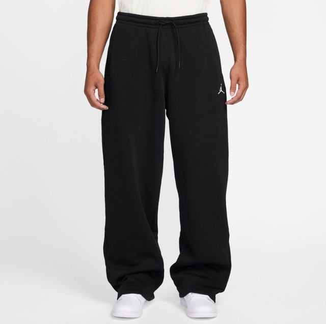 Nike Jordan Brooklyn Fleece Men's Oversized Pants Black IB7238-010 Open-Hem