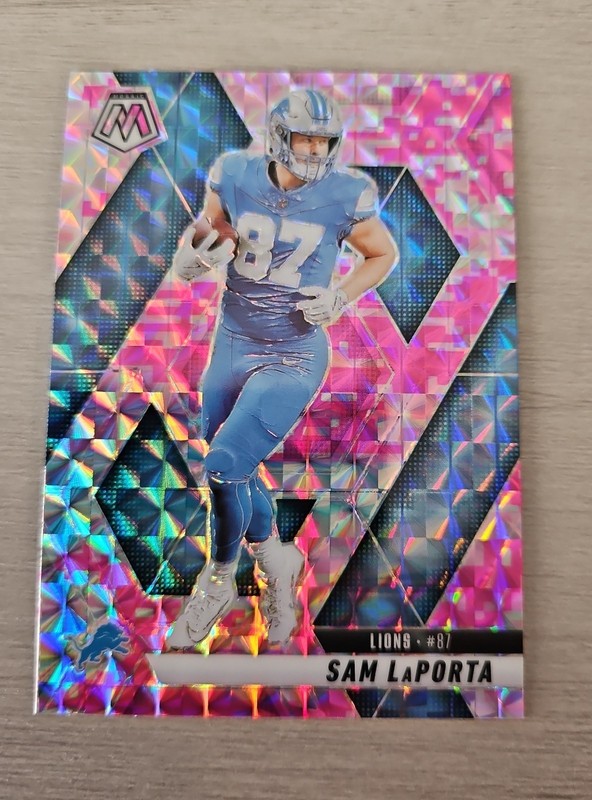 2025 Panini Mosaic - Sam LaPorta #63 Camo Pink Mosaic Prizm