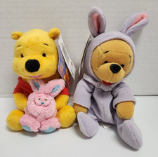 Lot 2 Winnie the Pooh Easter Bunny Plush Disney Store  Fisher Price 8" w/ Tags