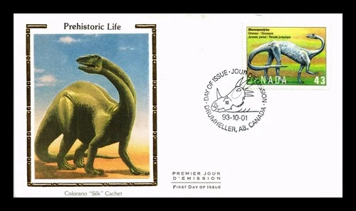 COVER PREHISTORIC LIFE MASSOSPONDYLUS DINOSAUR CANADA FDC COLORANO SILK CACHET