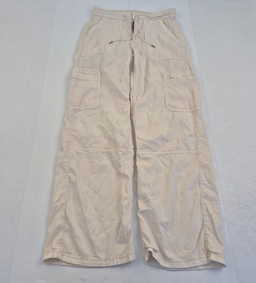 American Eagle Outfitters Hose 8 beige Damen Cargotaschen Stretch weites Bein