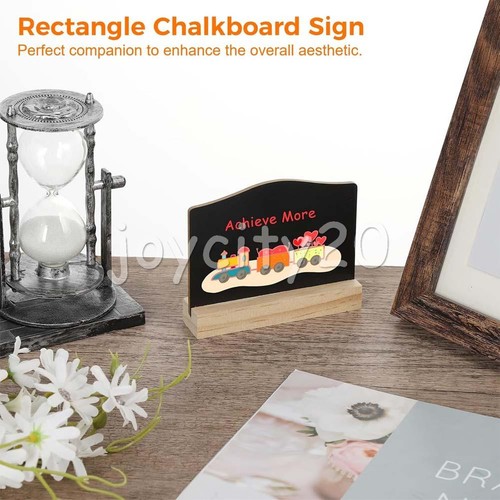 10Pcs Mini Chalkboard Sign Double Sided Small Blackboard with Wooden Base UK - Picture 6 of 12