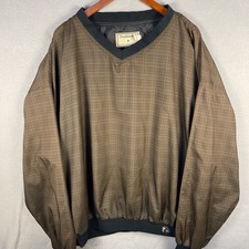 Vintage Dunbrooke Jacket Mens XL Brown Plaid Pullover Windbreaker Made in USA