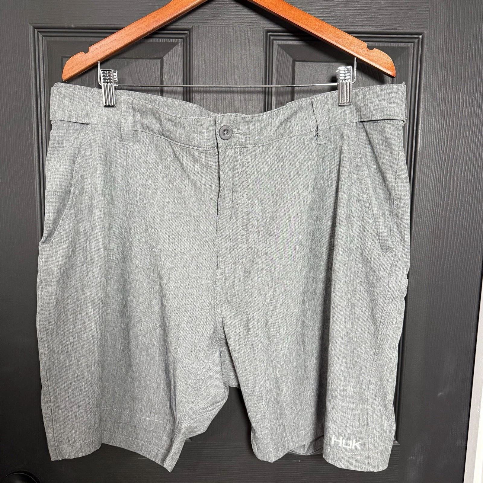 HUK Men's Performance Fishing Shorts, Gray Heather XXL