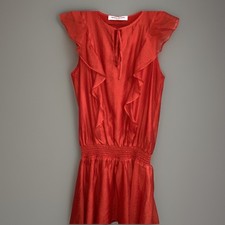 Amanda Uprichard Analena Lipstick Red Flutter Ruffle Blouson Mini Dress Size XS