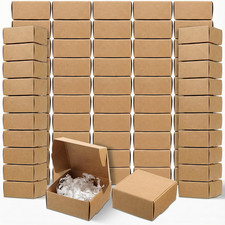 200 Pack Mini Brown Kraft Cardboard Gift Boxes 2.16x2.16x0.98 Foldable