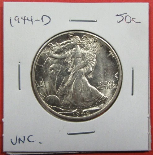 1944-D 50c U.S. Walking Liberty half dollar. Uncirculated. Lustrous. (126067)