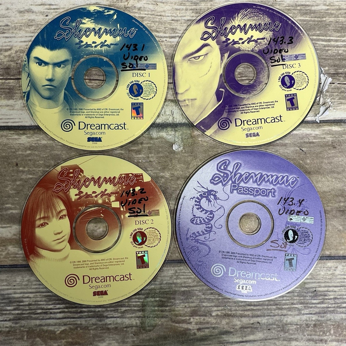 Shenmue | Sega Dreamcast (Disc 1, 2, 3, Shenmue Passport) Discs