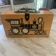 Enid Collins Of Texas Vintage Wooden Box Bag Iron Horse Train Great Condition