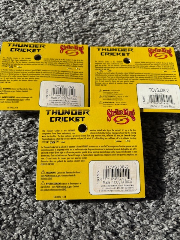 3 New STRIKE KING LURES 3/8oz THUNDER CRICKET Bladed Baits SWIM JIGS Black Blue - Image 2