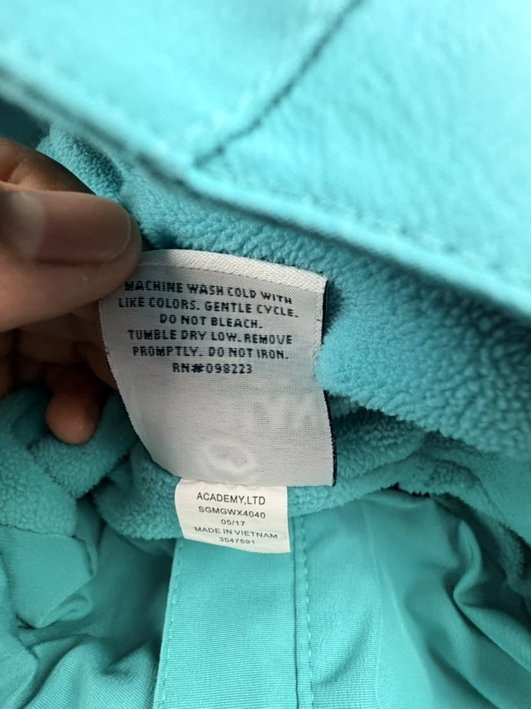 Magellan Outdoors Rain Jacket XL Navy Blue Aqua Hooded Full Zip Fleece Lined image 6