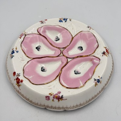 Antique Marx & Gutherz Carlsbad Austria Oyster Plate Pink 5 Well Victorian