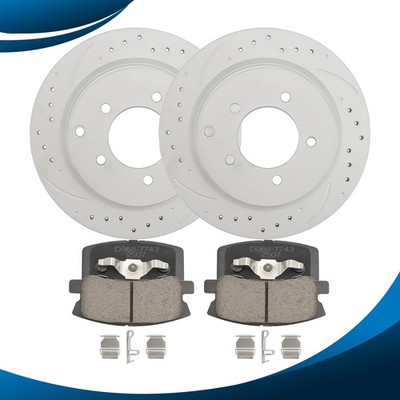 Rear DRILLED Rotors Brake Pads Kit for Dodge Caliber Mitsubishi Lancer Outlander