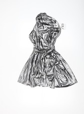 Abito da festa Zara donna argento metallizzato senza spalline aderente e svasato XS