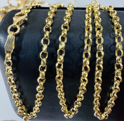 18K 750 Echt Feingold Runde Rolo Kette Gold Damen Collier 18  lang 3,9g 3mm