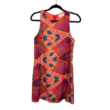 Anthropologie Everly Mini Shift Dress S Orange Multi Abstract Sleeveless Casual