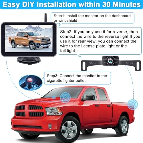 7 Zoll drahtlose Rückfahrkamera für LKW - 2 Kanal, DIY Grid Lines, HD 1080P, - Bild 6 von 7