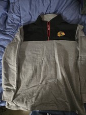Chicago Blackhawks Pullover Mens XL Gray Black Activewear LS 1/4 Zip NHL