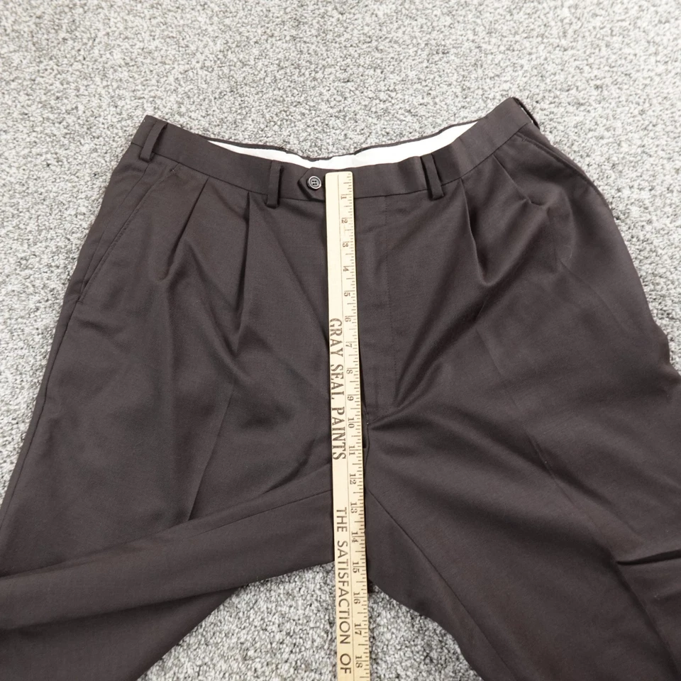 Calça Ralph Lauren Masculina 36X33 Marrom Lã Chino Calças Plissadas Algemadas - Imagem 4 de 4