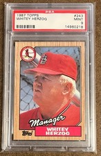 1987 Topps 243 WHITEY HERZOG - St. Louis Cardinals - PSA 9 Mint
