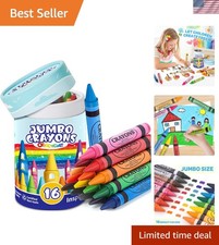 Portable Jumbo Crayon Set - 16 Washable Colors for Captivating Creativity