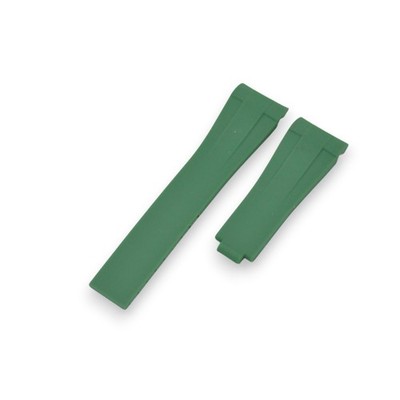Curved Datejust 41 Sky Dweller Daytona 21x16mm Green Rubber Strap For Rolex