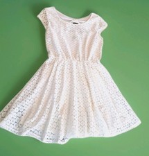 IZ Byer Dress Women's Juniors M White Lace Cut Out Small Flaw Cottage Feminine