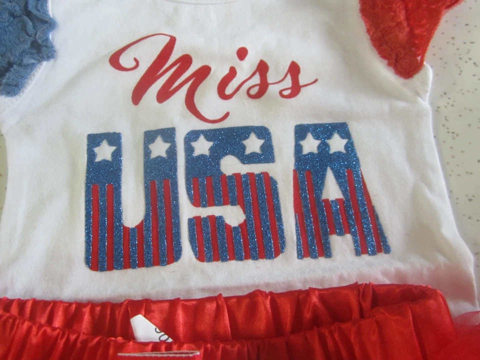 NEW 4th of July Miss USA Girls Patriotic Boutique Tutu Skirt Outfit~18-24 months - Image 2 of 4
