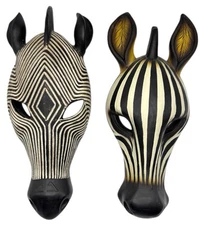 2 Design Toscano Tribal-Style Zebra Head Mask Plaque Resin African Design