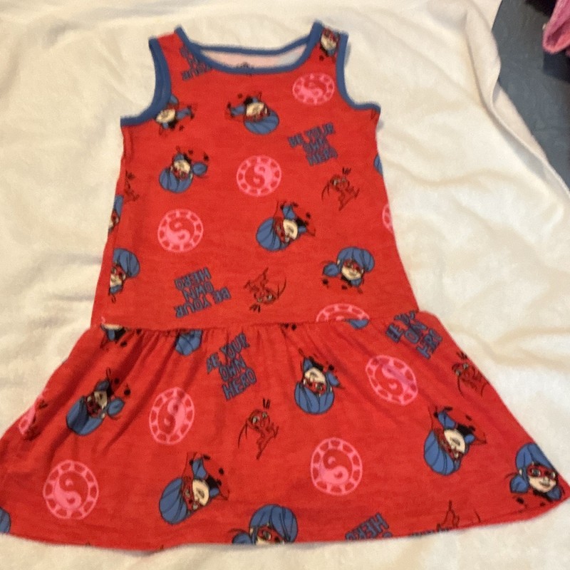 Miraculous Ladybug Sleeveless Girls Gown Red S (6-5X) Cartoon Polyester