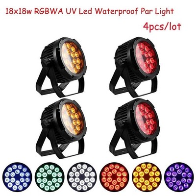4pc/ waterproof  RGBWA UV 18x18W  LED Par Light DMX Stage DJ Par Can Light IP65