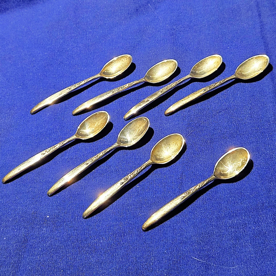 Juego de 8 cucharas de sal Lunt de plata esterlina canción de verano - descontinuadas - 1954-1997 Foto 3 de 4
