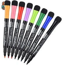 Kids' Magnetic Dry Erase Markers - 8 Bright, Low Odor Colors for Safe Writing