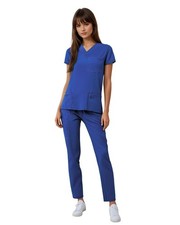 YOU Scrubs Luxury Stretch Modern Multi Pocket Scrub Set- Royal Blue