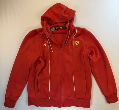 Puma Ferrari Hoodie Jacket Men's Large Red Full Zip Motorsport Scuderia Logo