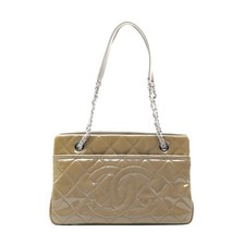 Chanel Matelasse Patent Leather Tote Bag Women Beige One Size